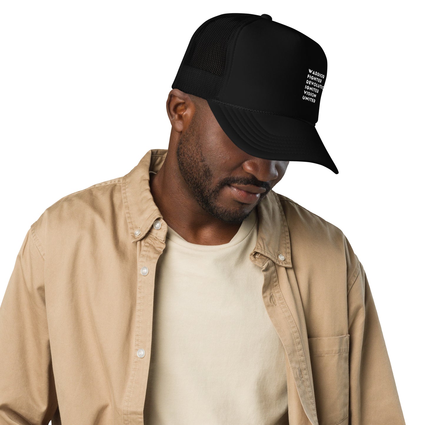 Warrior. Fighter. Revolution Igniter. Foam trucker hat